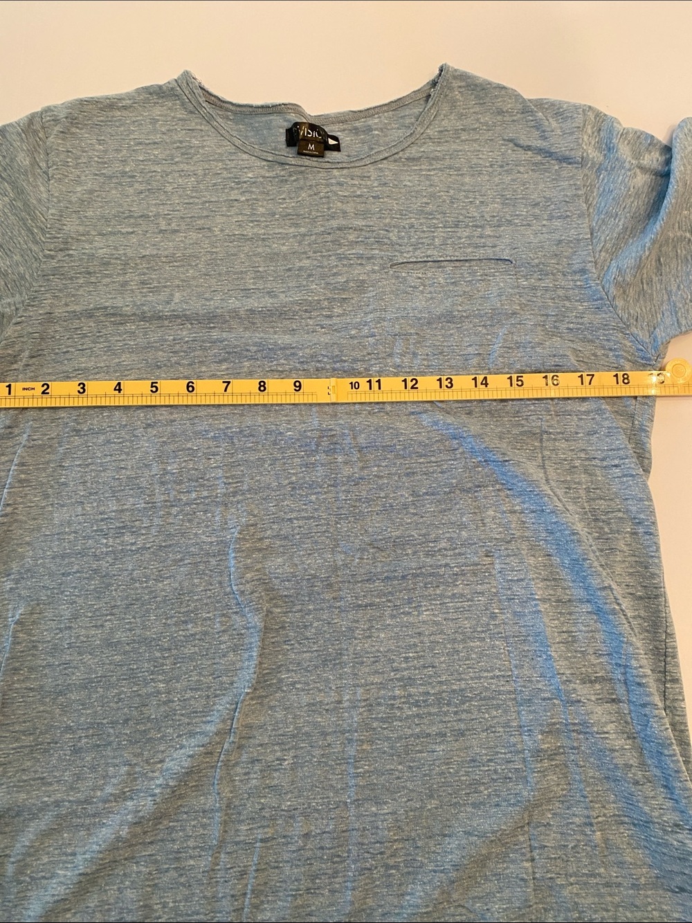 Men's Light Heather Blue Short Sleeve Crew with Chest Pocket
